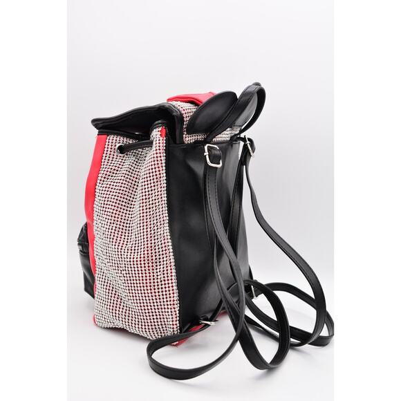 Disney\'s Minnie Mouse Mini Backpack Red Black Rhinestones Crystal Bling 10\